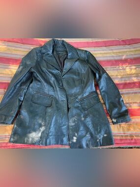 Wilsons Leather Black Men's Pea Coat with Zip Pockets